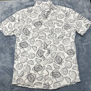 Sonoma Men's White Shirt with Black Citrus Pattern